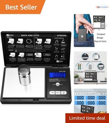 Digital Pocket Gram Scale 200g 0.01g Accuracy with Calibration Weight Jewelry...