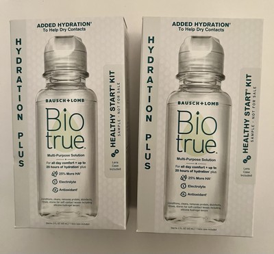 Lot of 2 Bio True Hydration Plus Multi-Purpose Contact Solution 2oz Lens Case 