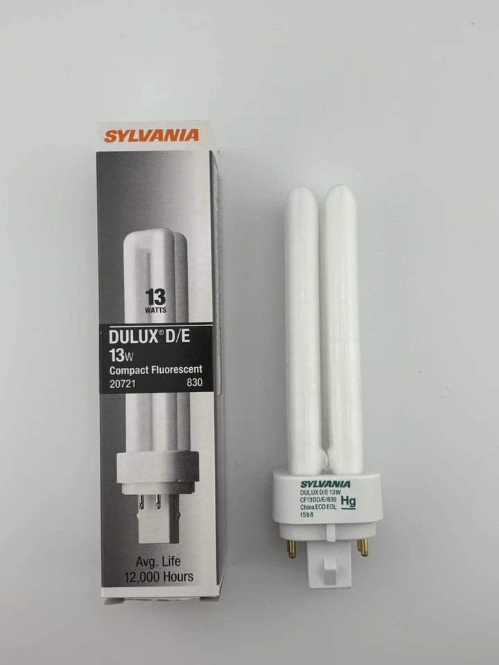⚡️5 Lot⚡️SYLVANIA DULUX D/E 13W Compact Fluorescent Lamp 20721 830 12000 Hours🐕 - Image 2 of 4