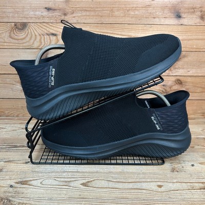 Skechers Turnschuhe Herren Größe UK 10 Slipper dreifach schwarz freihändig weite Schuhe