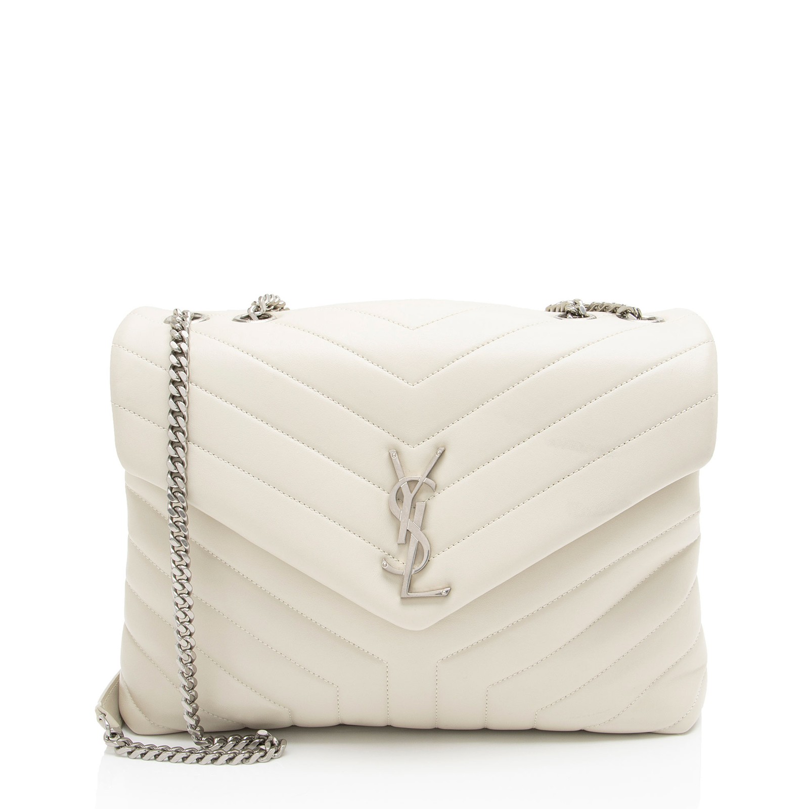 Borsa a tracolla media Saint Laurent Matelasse in pelle di vitello monogramma LouLou catena