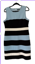 Tommy Hilfiger sz 14 sleeveless color block scuba crepe sheath Dress A-line Blue
