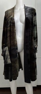 ALEMBIKA  Velour Tie Dye Swing Cardigan Jacket with Pockets Size 2 US 8/10