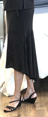 Elizabeth and James Asymmetric Longer In Back Crepe Black Skirt XS Stretch Top