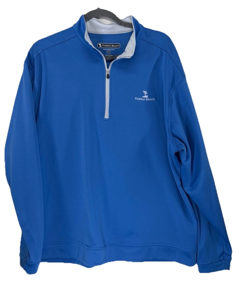 Chemise De Golf Pebble Beach Homme 1/4 Zip Rayée Bleu Marine XXL