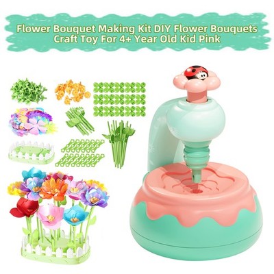 Flower Bouquet Making Kit DIY Flower Bouquets Craft Toy For 4+ Year Old Kid Pink