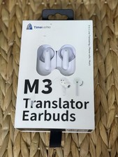 TimeKettle M3 White Bluetooth 3 In 1 Language Translator Earbuds With Manual