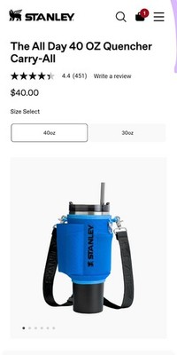 NEW Stanley All Day 40 oz Quencher Carry-All   Blue   Crossbody Strap Bag