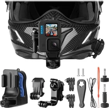 Action Camera Chin Mount for Motorcycle and Dirt Bike Helmet – 360° Rotating... 