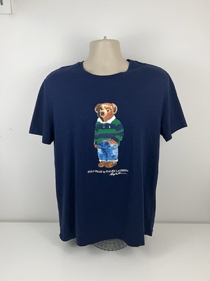 Polo Bear By Ralph Lauren Navy Blue T Shirt Mens Size L Large Rugby Short Sleeve