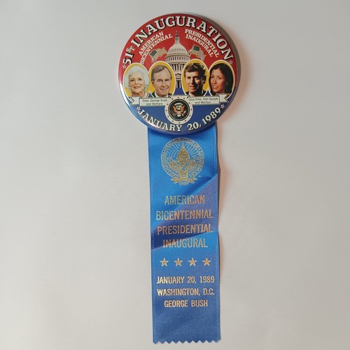 George Bush Sr. 51st Presidential Inaugural Button Ribbon January 20 1989 Quayle