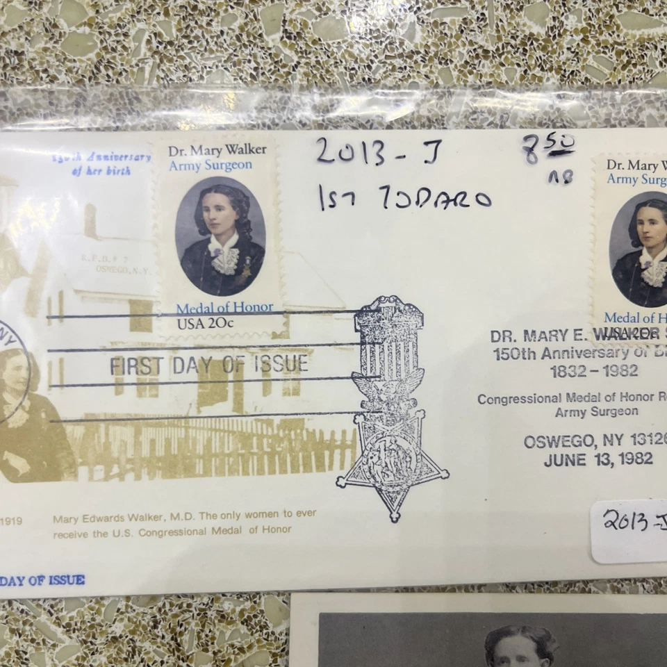 FDC 2013 Dr Mary Walker Cachet 1982 Oswego, NY Lot Of 6 RARE - Image 3 of 4