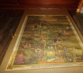 Antique Freemasonry FROM DARKNESS TO LIGHT Lithograph Masonic Symbolism 1887