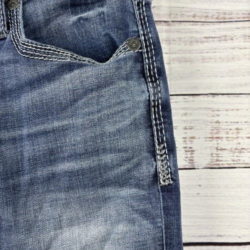 BKE Jake Bootleg Buckle Jeans Mens 29R Distressed Whiskering Stretch Embroidered - Picture 5 of 12