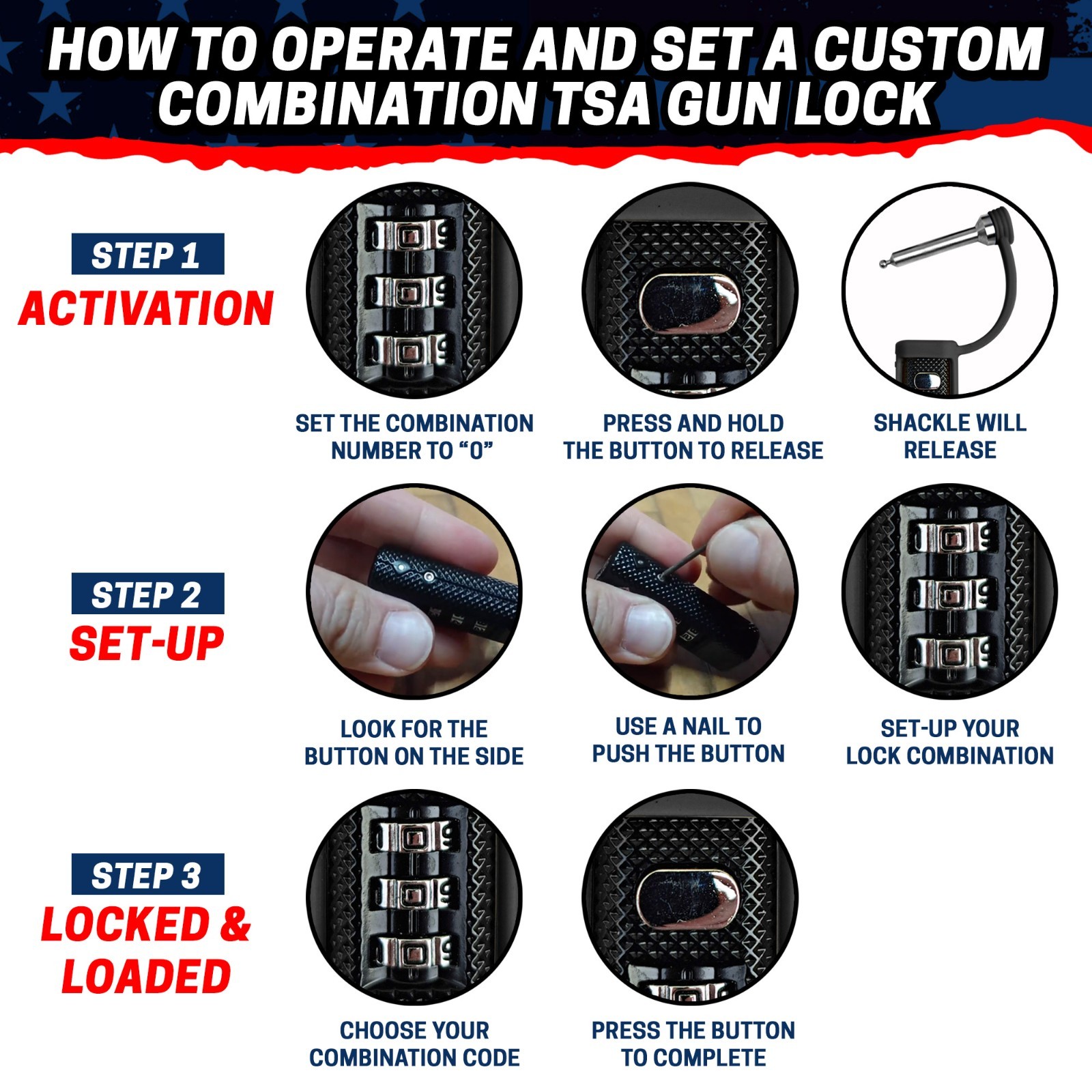 TSA Travel Lock 1-Pack Combination Padlock for Rifle Case Ammo Box Luggage Case
