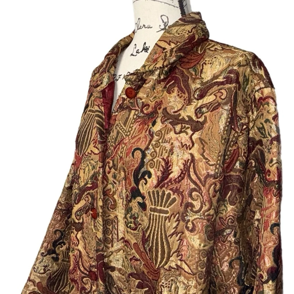 Jacquline Design Studio - Chaqueta tapiz vintage - Brocado barroco - Talla 1X Foto 2 de 4