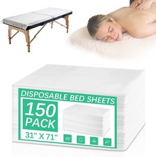 150 Pcs Disposable Massage Table Sheets 31" x 71" Non-Woven Spa Bed Cover White