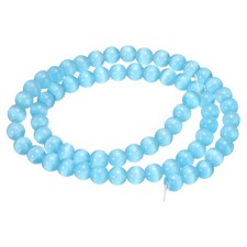 65pcs Blue Cat's Eye Stone Beads 6mm Round Crystal Loose Bead