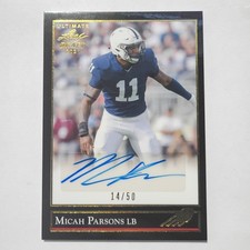 2021 Leaf Ultimate Draft Micah Parsons RC Auto /50 Black Gold SN Dallas Cowboys