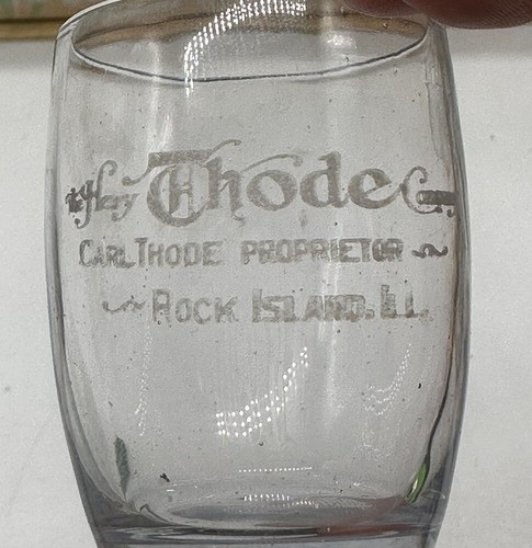Henry & Carl Thode Rock Island ILL Pre-Pro Whiskey Shot Glass Proprietor Saloon
