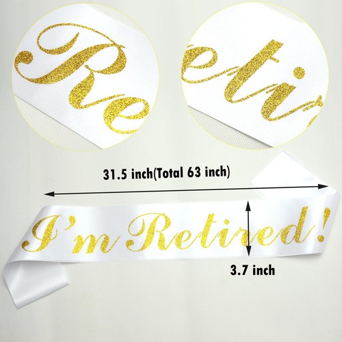 I’m Retired Sash – Gold Foil Retirement Sash for Women and Men.Great for Reti... - Picture 3 of 7
