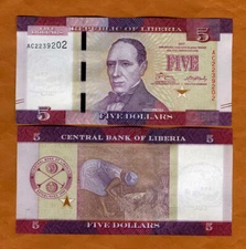 Liberia / Africa, 5 dollars, 2017, P-31b UNC   Redesigned