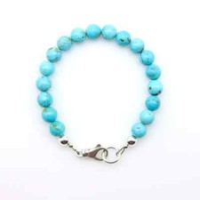 Large 8mm Aqua Blue Kingman Arizona Turquoise Bracelet, Gift for her Wife him