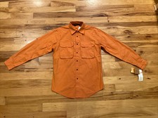 NEW 60 Timberland Outdoors Orange Mens Small Button Up Long Sleeve Vented Shirt