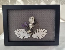 Handcrafted Jewelry Art Picture Vtg Jewelry Pearls Beads Sneaky Spider & Flower