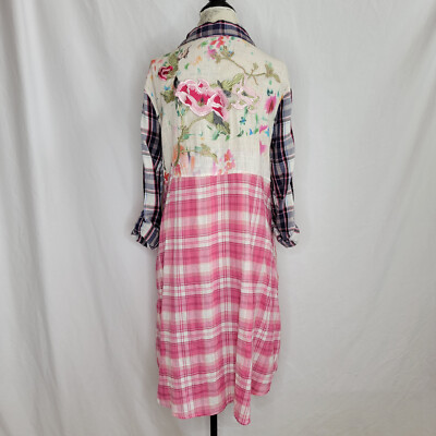 Philosophy Dresses Womens Shirt Dress Long Sleeve Button Up EmbroideryPlaid  Sz M | eBay