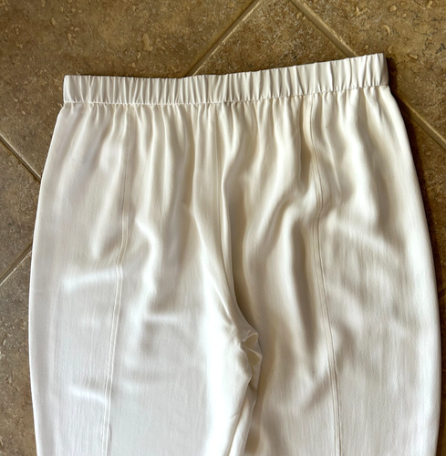 Pantalones Eileen Fisher Seda Georgette Crepe Linterna XL Marfil Cintura Elástica $278 Nuevos con Etiquetas - Imagen 7 de 8