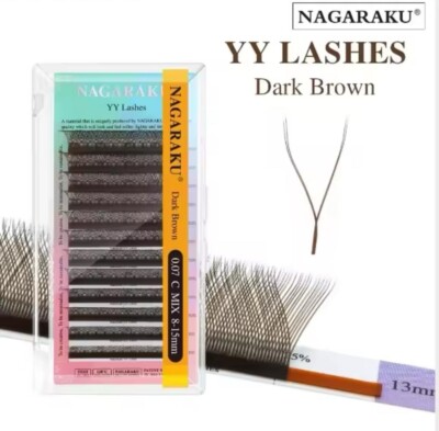 NAGARAKU YY Form dunkelbraun handgewebt Premium weich leicht natürliche Wimpern