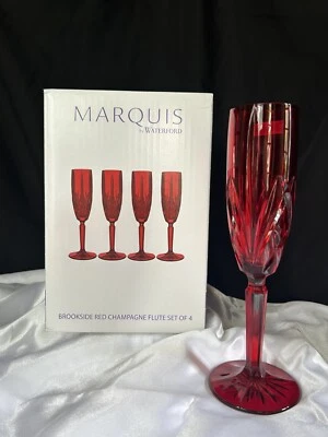 Marquis by Waterford Brookside Red 9” Champagne Flutes NEW YEARS is COMING!!!!!