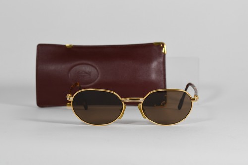 Cartier Paris LUEUR 53-19 Gold Oval Vintage Sunglasses with Cartier Sleeve