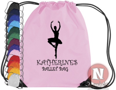 Ballerina Kordelzug Set Tasche Tanzschule Ballettschuh Tänzerin Tanzturn PE