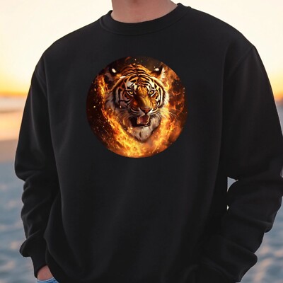 Tiger in Flammen Sweatshirt Kuschelig und Perfekt für jeden Anlass S bis 4XL
