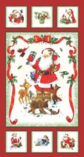 Henry Glass - Christmas Santa Friends 24" Quilting Fabric Panel