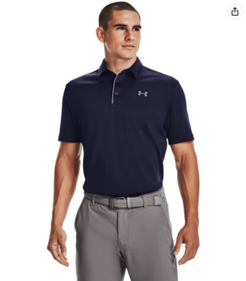 Under Armour Men's Tech Golf Polo , Midnight Navy (410)/Graphite