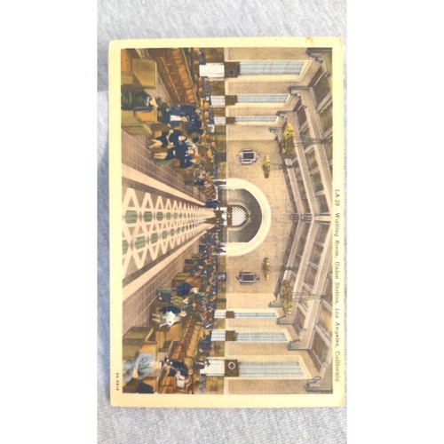 Los Angeles CA California, Union Station, sala d'attesa, cartolina d'epoca - Foto 2 di 4