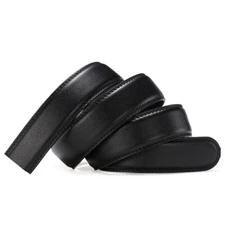 110-170cm Men Automatic Buckle Belt Strap Black Leather Ratchet Strap Jeans Gift