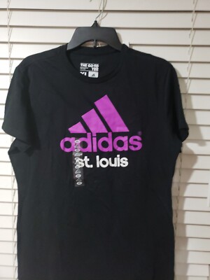 Adidas Womens Black Rare St. Louis The Go To Tee Shirt, NWT Originally $22