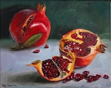 Pomegranate fruit still life original oil painting
