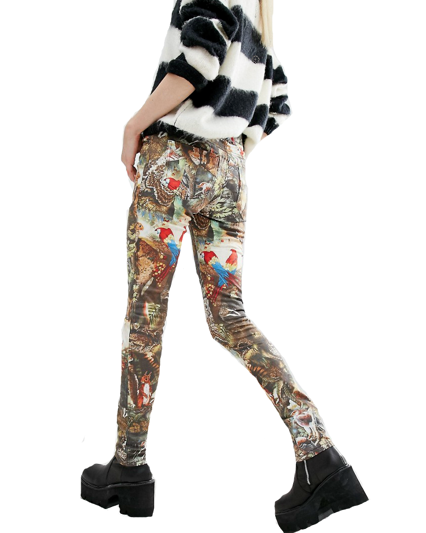 TRIPP WILDLIFE VEGAN LOVER ANIMAL PRINT ROCKER FIT SKINNY JEANS