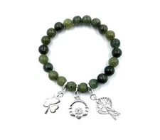 J.C. Walsh and Sons Irish Connemara Marble Beaded Bracelet with 3 Charms 60809