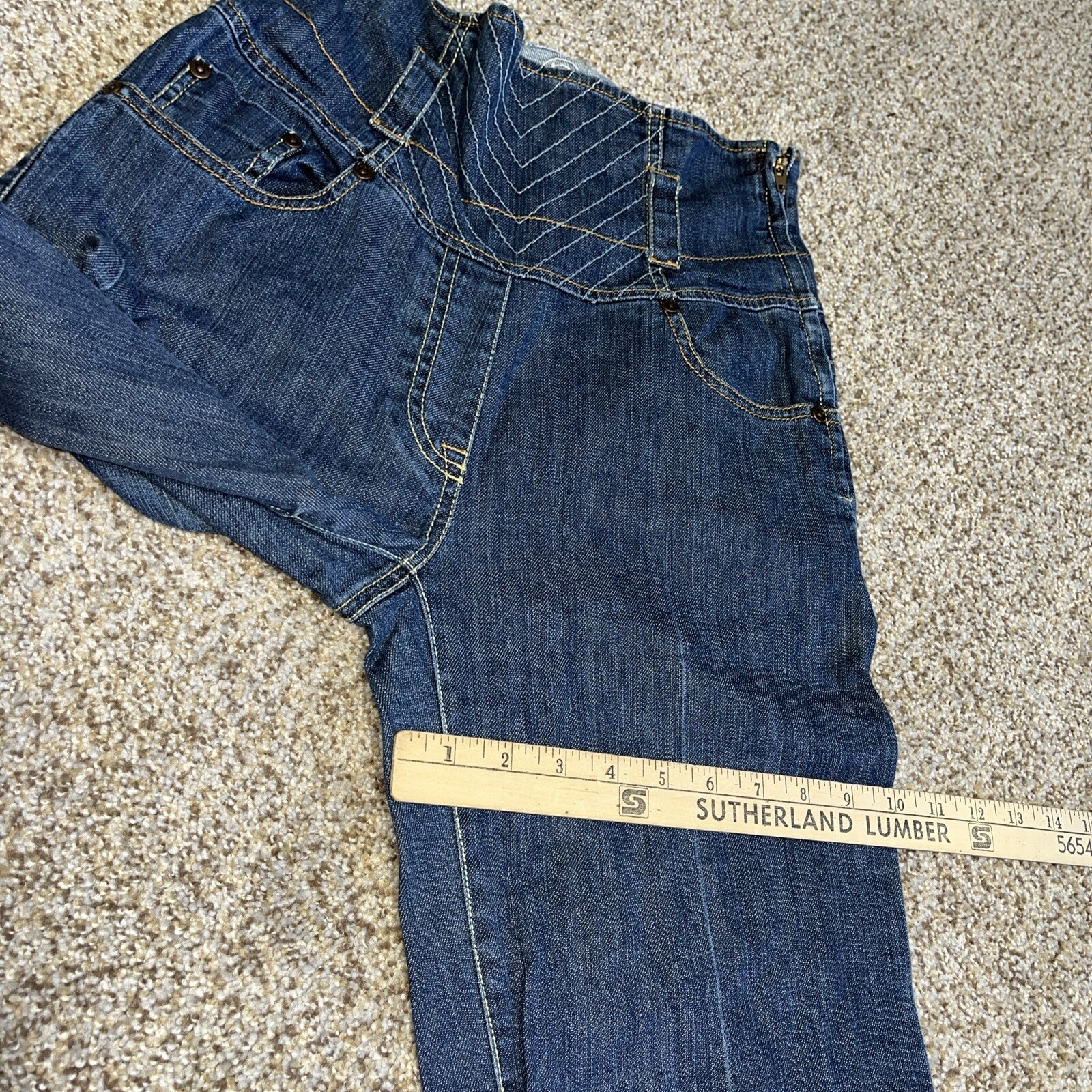 Vintage Bebe High Rise Unique Flare Jeans Dark Wash Size 27 Inseam 35 - View 13