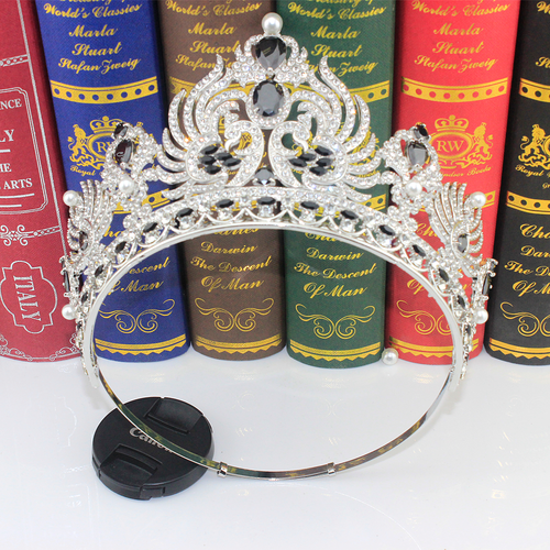 Tiara corona de cristal circonita cúbica de 10 cm de alto boda reina princesa ajustable para mujer - Imagen 11 de 31