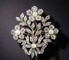 Brooch Pin 14K Yellow Gold Plated 3Ct Real Moissanite Round Cut Flower Wedding