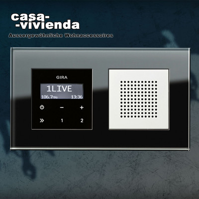 Glasrahmen KLEIN55 Unterputz-Radio RDS mit einem Lautsprechern GIRA  System 55 3