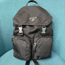Prada Vela Black Nylon Backpack Silver Hardware Auth Classic Unisex-