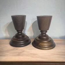 Mid Century Modern Heirloom Walnut Ware Candle Holders Lebanon Supply Co